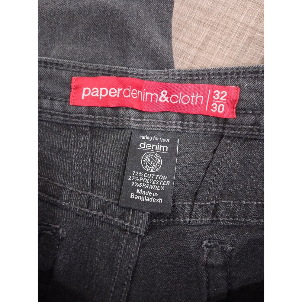 Paperdenim&cloth Mens Slim Straight Jeans Faded Black Stretch 32x30 (Actual 29) - Picture 6 of 6